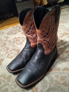 ARIAT ARENA REBOUND BLACK XOTIC LEATHER PRINT COWBOY BOOTS #10021678 MEN'S 12D - Picture 1 of 13
