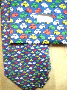 TIE / tie / silk tie BLUE motif - colorful VW Beetle / Beetle cars - Picture 1 of 5