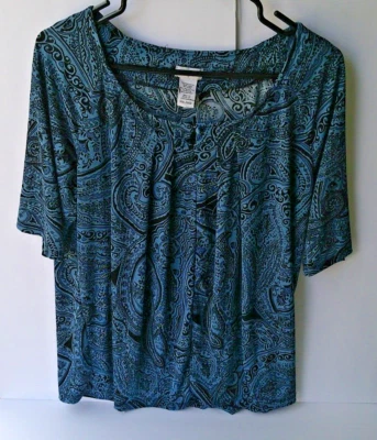 Женская блузка с коротким рукавом JACLYN SMITH синий пейсли XXL - Изображение 1 из 4