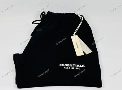 2025 Essentials Fear Of God Soccer Fleece Shorts Jet Black Men’s Size Small - Image 1 of 4