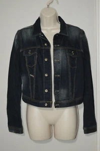 DIESEL WOMEN'S CROPPED DARK BLUE JEAN JACKET - Sz S - NWOT - Picture 1 of 10