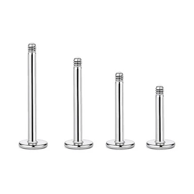 6MM 8MM 10MM 12MM ERSATZ STAB BAR PIERCING LABRET GEWINDE SILBER 1,2MM 1,6MM - Bild 1 von 3