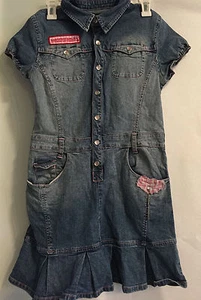 Baby Phat Girlz Denim Rosa Perla Botones a presión Bolsillos Vestido Talla Grande - Imagen 1 de 11