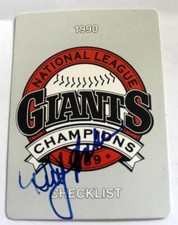 Dusty Baker Autograph on a 1990 Mother's Cookies Giants Champions Checklist Card