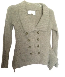Anthropologie Leifsdottir ladies Grey Wool Cardigan Sweater XS Extra Small - Picture 1 of 4