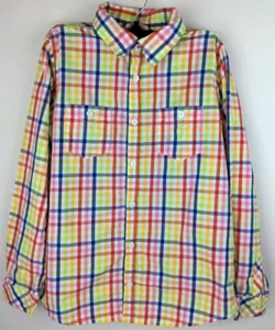Hannah Anderson Boys Long Sleeve Gingham Button Down Size 10 Colorful - Picture 1 of 7
