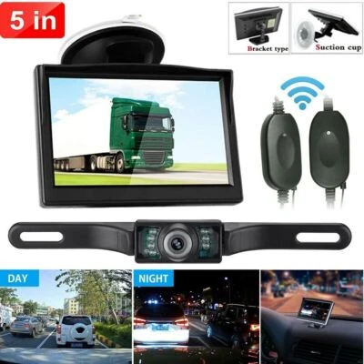 Backup Camera Wireless Car Rear View HD Parking System Night Vision + 5" Monitor - Image 1 of 4