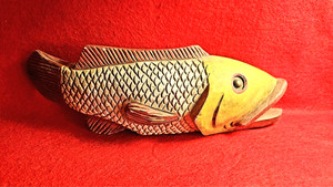 Large Heavy Ethnic Primitive Hand Carved Solid Wooden Fish