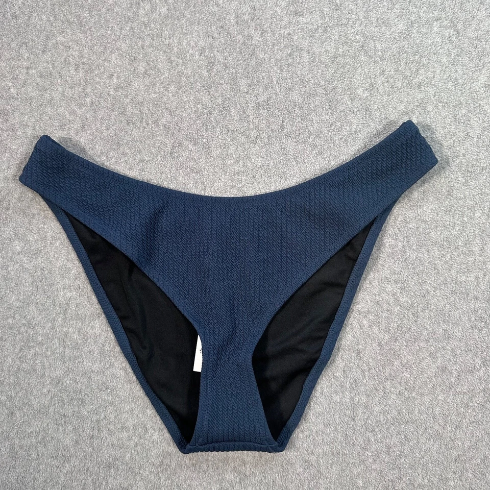 J.Crew Textured Curved Waist Cheeky Bikini Swim Bottom Size X-Large Blue BC050