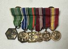 Seconde Guerre mondiale - Lot de 6 médailles miniatures montées sur l'armée américaine succession du vétéran Édouard Angleterre