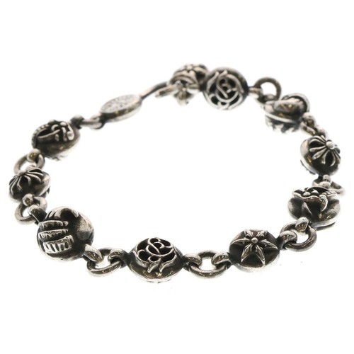 CHROME HEARTS Bracciale argento multi sfera cuori cromati n.2 24 5 cm BCAUS8 57