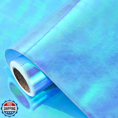 LeZakaa Blue Wrapping Paper Roll, Holographic Iridescent Wrapping Paper for B - Image 1 of 4