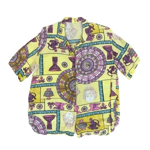 CAMISA MANGA CORTA VINTAGE AMARILLA PÚRPURA GRÁFICA ANTIGUA MITOLOGÍA GRIEGA GRANDE 16 - Imagen 1 de 6