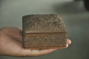 Vintage Wooden Fine Floral Inlay Engraved Handcrafted Small Jewellery Box - Picture 1 of 8