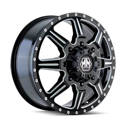 22x8.25 Mayhem Monstir Black/Milled DUALLY FRONT Wheel 8x200 (127mm) - Image 1 of 4