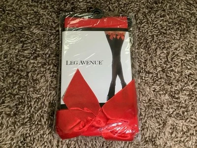 Leg Avenue muslos opacos con lazo de satén, color rojo, talla única Foto 1 de 4