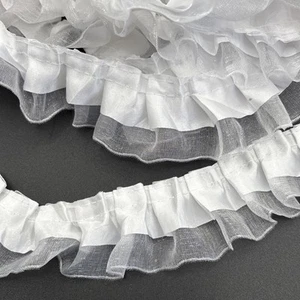 Satin Organza Lace Edge Trim 1.5" White 17+ Yards Wedding Crafts Sewing Spring - Picture 1 of 7