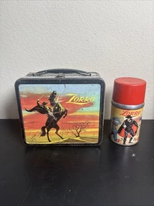 1958 Original Vintage Walt Disney - Aladdin Zorro Metal Lunchbox & Thermos As IS - Bild 1 von 17