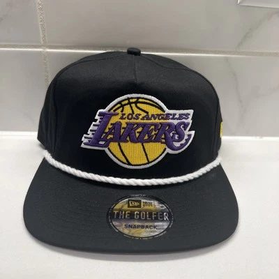 New Era The Golfer Los Angeles LA Lakers Black Adjustable Snapback Rope Hat Cap - Image 1 of 4