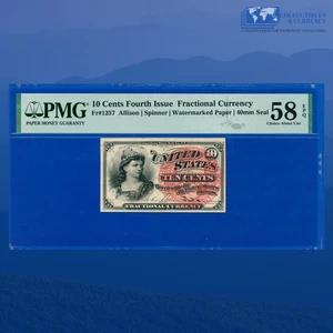 Fr.1257 10 Cents Fourth Issue Fractional Currency "Bust Of Liberty", PMG 58 EPQ - Picture 1 of 3