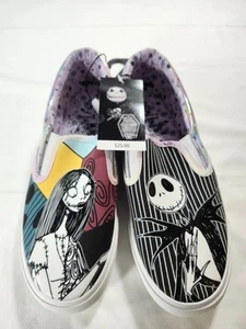 NEW Disney Nightmare Before Christmas Jack & Sally Women's Slip-On Sneakers 7.5 - Picture 1 of 8