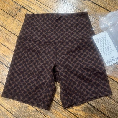 Lululemon ALIGN HR SHORT 6" SQUARED HEART JACQUARD JAVA SEQUOIA SZ 6 NWT - Image 1 of 4