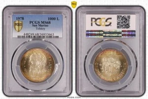 San Marino 1000 Lire 1978 Silver Tolstoy Russia PCGS MS68 none higher grading  - Picture 1 of 1