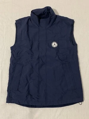 Chaleco forrado de lana extraíble con capucha cremallera completa azul Mercedes Benz para hombre talla mediana Foto 1 de 4