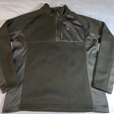 Suéter Pullover Spyder Para Hombre XL Negro Cuarto 1/4 Cremallera Esquí Tejido Waffle Foto 1 de 4