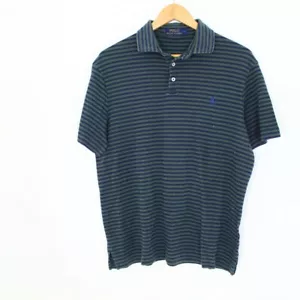 Polo Ralph Lauren Men's Polo Shirt Green & Blue Striped UK Size L - Picture 1 of 5