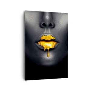 Quadro su Tela 70x100cm Oro Bocca Nero Stampe Immagini Quadri Moderni Murale - Foto 1 di 10