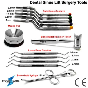 Sinus Lift Bone Grafting Implant Surgery Instruments Bone Chisels Curettes Kit - Picture 1 of 6