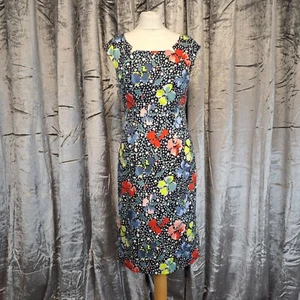 LK Bennett Dr Phi Dress Blue Red Floral UK 10 Pencil Straight Below Knee - New - Picture 1 of 12
