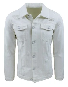 Giubbotto jeans uomo Denim bianco casual giacca primaverile slim fit da L a XXL - Imagen 1 de 3