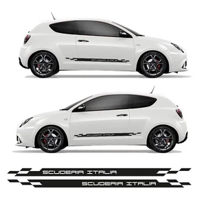 Karierte Scuderia Seitenstreifen Grafik passt Alfa Romeo Mito Vinyl Aufkleber Aufkleber - Bild 1 von 3