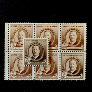 54285 US Stamp Sc#888 10c Frederic Artist Rare Block 6 Ink Error EFO MNHNGAI?* - Picture 1 of 3