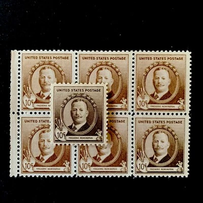 54285 US Stamp Sc#888 10c Frederic Artist Rare Block 6 Ink Error EFO MNHNGAI?* - Image 1 of 3