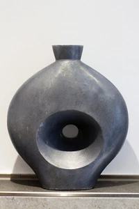 Design Metall Vase 39x 33 cm Türkis/Grau Blumenvase Hochvase Schwer Dekoration - Bild 1 von 3