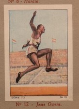 JESSE OWENS 1936/38 IN RAREST NESTLE STAMP CARD ALBUM ATHLETES SOCCER MOTORSPORT