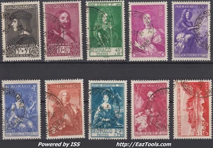 MONACO SERIE PRINCES, PRINCESSES ET VUE DE MONACO N° 185/194 AVEC OBLITERATION - Picture 1 of 2