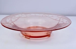 Vintage 1930s 1940s Pink Depression Glass Three Footed Centerpiece Bowl 11” Dia - Picture 1 of 5