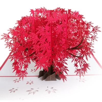 77NN88 3D Pop up Beautiful Red Maple Tree Card Seasonal Greeting All occasions UK