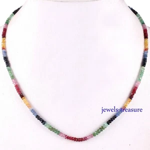 Smeraldo Naturale Rubino Zaffiro Blu & Giallo Zaffiro Gemme Collana Gioielli - Foto 1 di 4