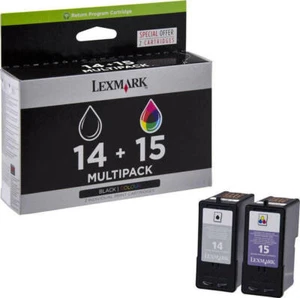 Genuine Original Sealed box Lexmark 14 black + 15 colour printer Ink Cartridges - Picture 1 of 1