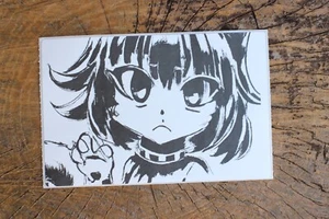 Suki Cat Girl B/W 4"x6" Thermal Sticker - Female Anime Character - Pongo Beach - Picture 1 of 3