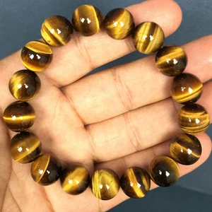 44g 0.49" 17PC Natural Tiger's Eye Quartz Crystal Beads Bracelet ip0184 - Picture 1 of 9