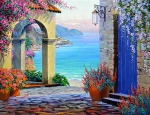 Mediterranean Accent & Decor Tile Mikki Senkarik Seascape Art MSA269AT - Picture 1 of 3