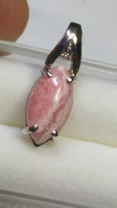 SCHÖNER MARQUISE RHODOCHROSIT IN 14 K WEISSGOLD ANHÄNGER! - Bild 1 von 12