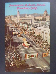 Pasadena California Tournament Of Roses Parade Vintage Farbe Chrom Postkarte 1950er - Bild 1 von 2