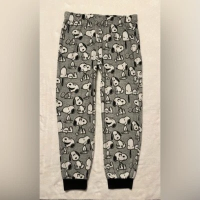 Calça lounge pijama Peanuts Snoopy meninos crianças tamanho grande 12-14 cinza branco - Imagem 1 de 4
